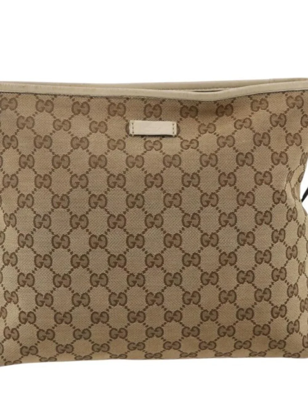 GUCCI GG Canvas Shoulder Bag Beige Gold 388924 Auth 175206